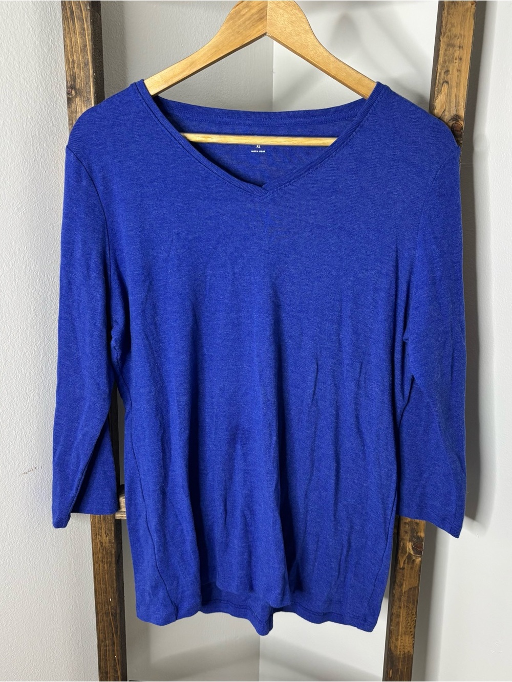 Kim Rogers Royal Blue V-Neck Long Sleeve Tee Size XL